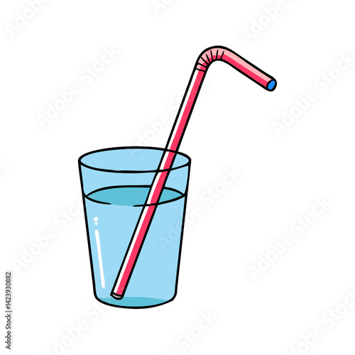 drinking straw in glass icon, drinking straw in glass vector illustration-simple illustration of drinking straw in glass, perfect for drinking straw in glass logos and icons
