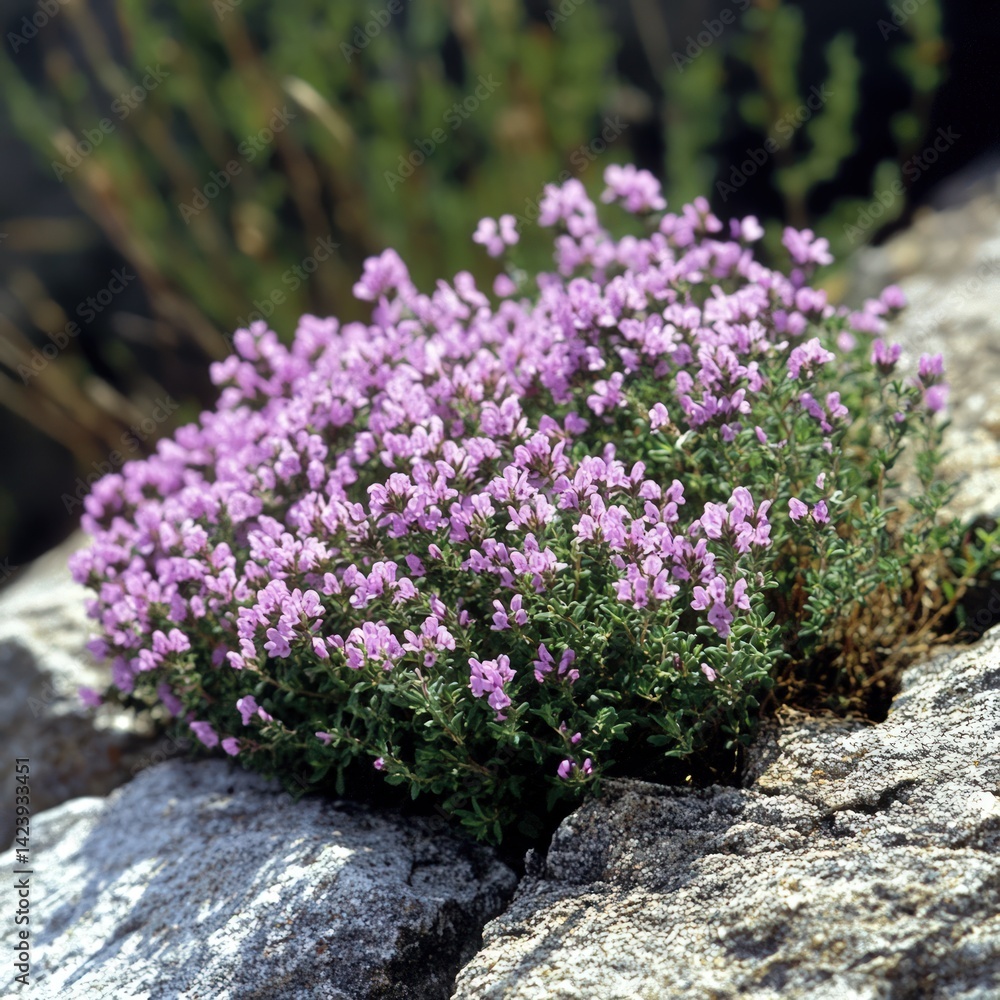 Obraz premium Pink Thyme thrives on stone