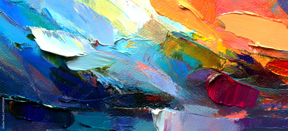 Naklejka premium Abstract background art painting colorful oil paint on canvas.
