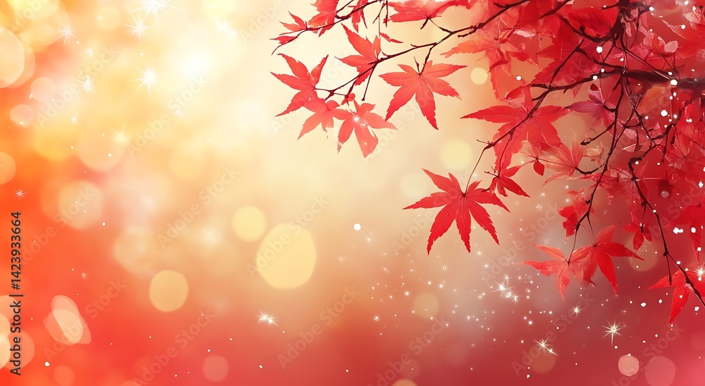 Red maple leaves, a reddish tone, blurred autumn background Red maple leaves, a reddish tone, blurred autumn background