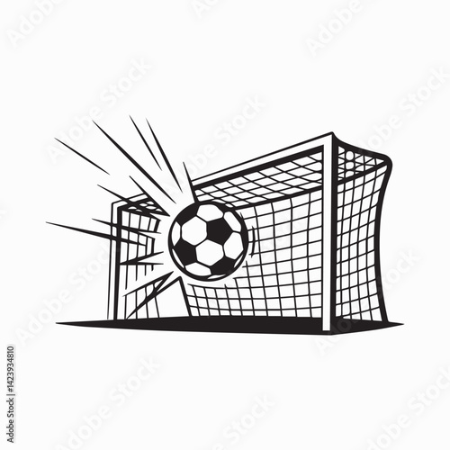 Soccer Ball Hitting Goal Net