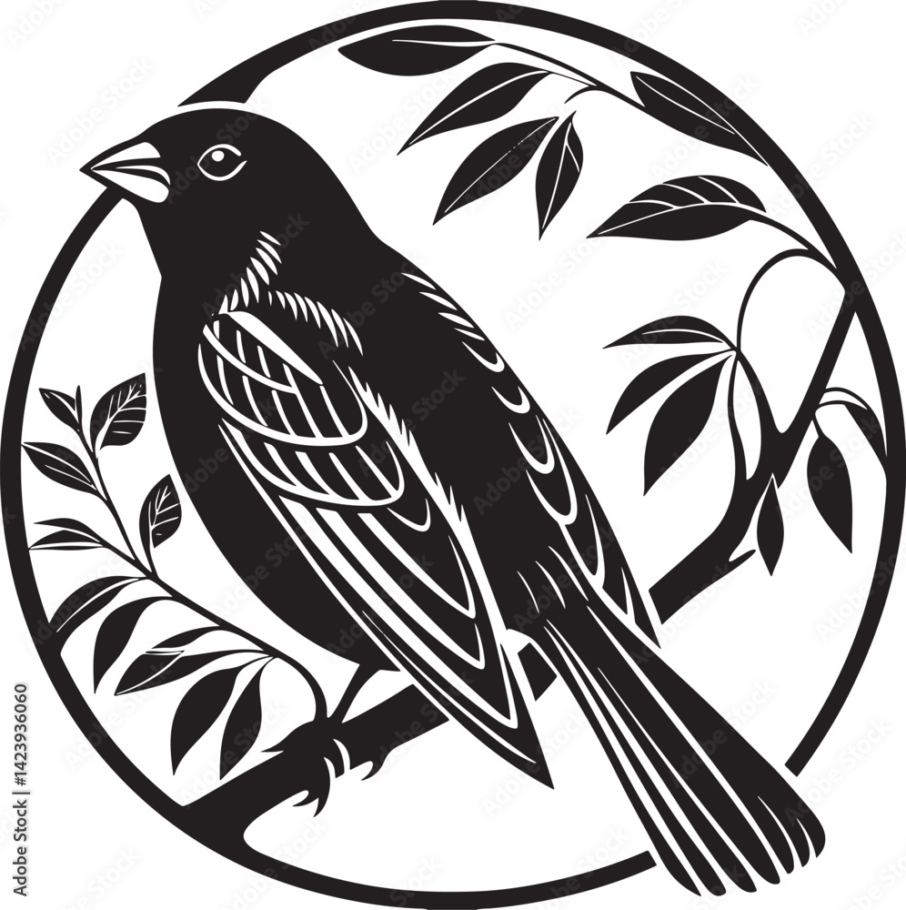 Naklejka premium Sinai Rose Finch Bird silhouette