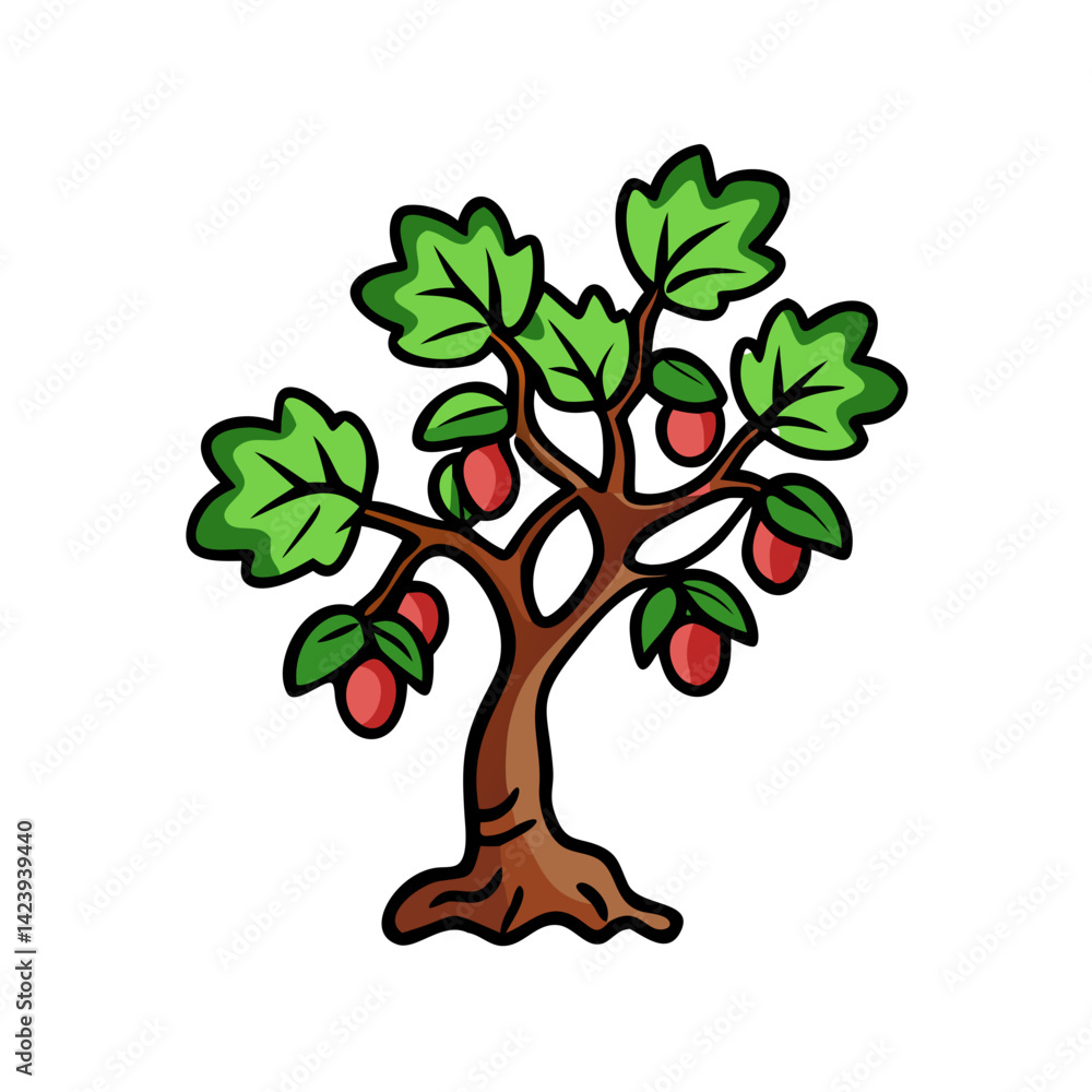 Obraz premium fig tree icon, fig tree vector illustration-simple illustration of fig tree, perfect for fig tree logos and icons