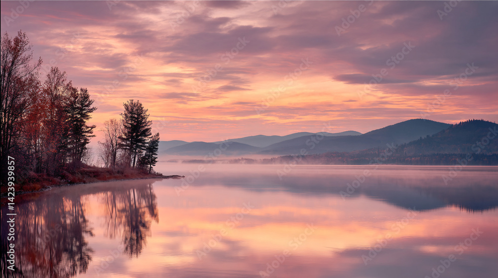 Tranquil Morning Over Autumn Lake Tranquil Morning Over Autumn Lake
