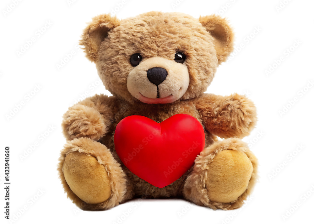 Fototapeta premium teddy bear with red heart isolated