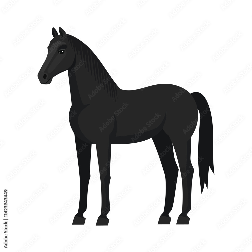 Black horse icon. Flat illustration of black horse icon for web design Black horse icon. Flat illustration of black horse icon for web design