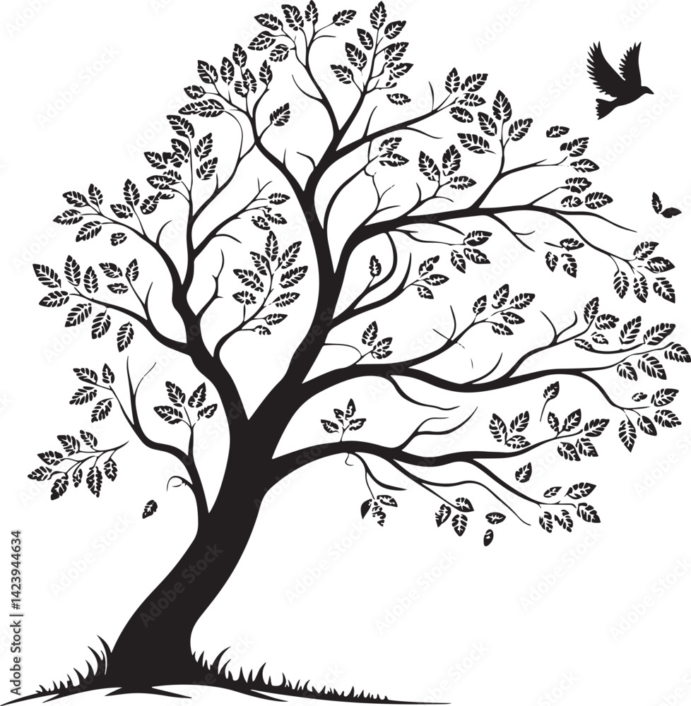 Obraz premium Small-Leaved Lime tree silhouette