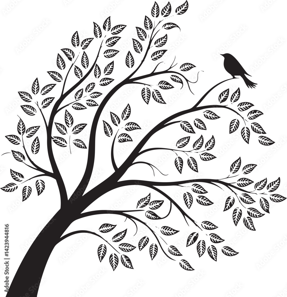 Obraz premium Small-Leaved Lime tree silhouette