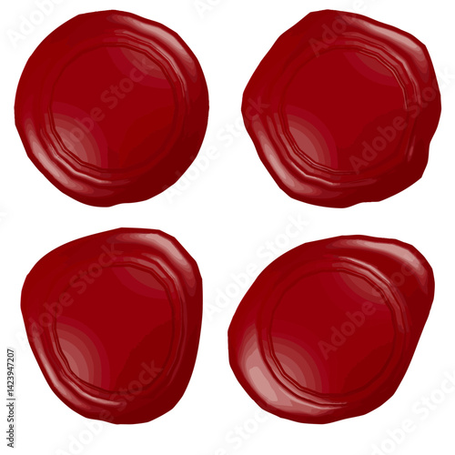 Red wax Seals 3D vector Illustration