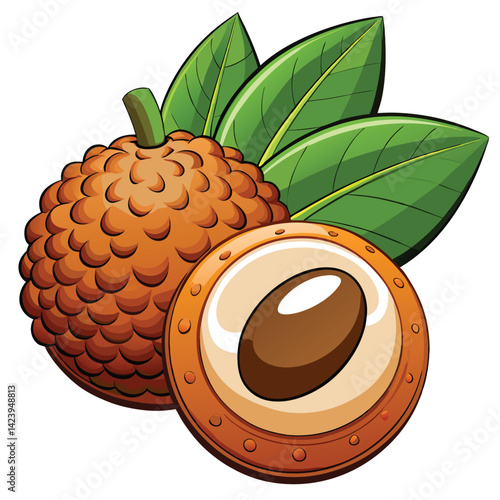 Lychee fruit with leaves