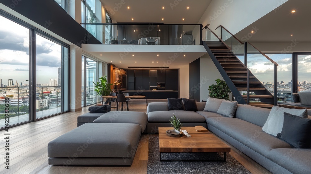 Naklejka premium Luxury Penthouse Apartment with Stunning City View