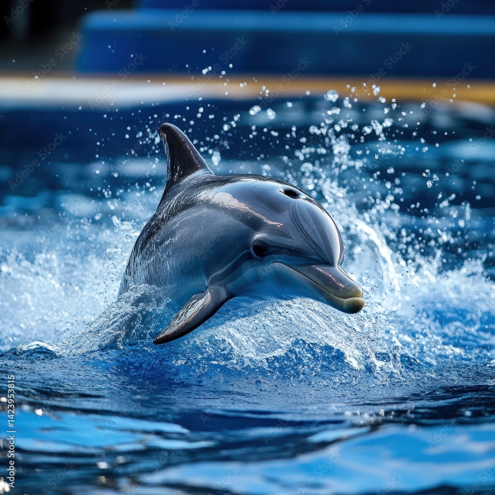 Naklejka premium Dolphin leaping gracefully through water
