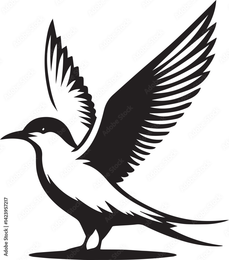 Fototapeta premium swift bird silhouette vector, swift bird logo vector, swift bird icon