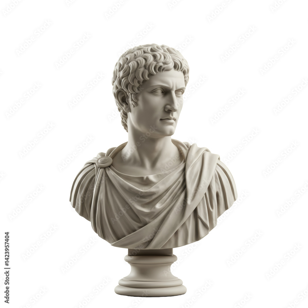 Intricate White Marble Bust of a Historical Figure Intricate White Marble Bust of a Historical Figure