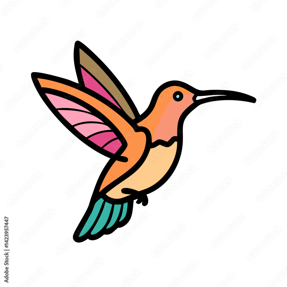 Obraz premium hummingbird icon, hummingbird vector illustration-simple illustration of hummingbird, perfect for hummingbird logos and icons