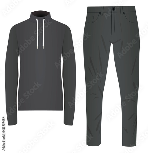 Cowl neck jumper and pants. vector illustration