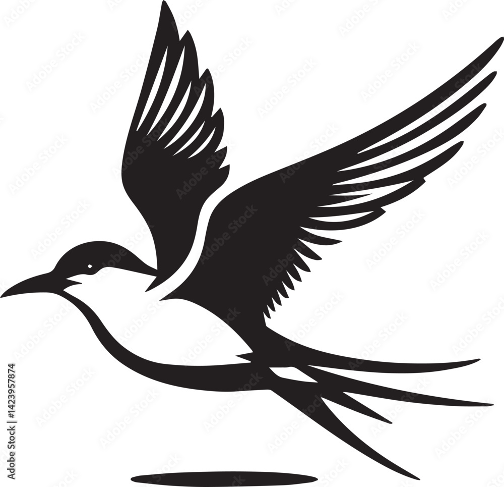 Fototapeta premium swift bird silhouette vector, swift bird logo vector, swift bird icon