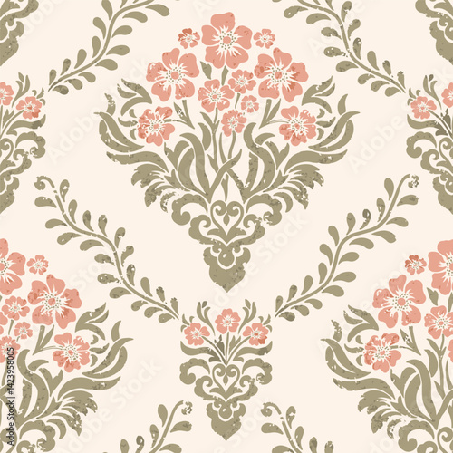 Cute pastel floral watercolor seamless pattern. Flower vector illustration background. Watercolor print in rustic vintage style, textile or wallpapers.