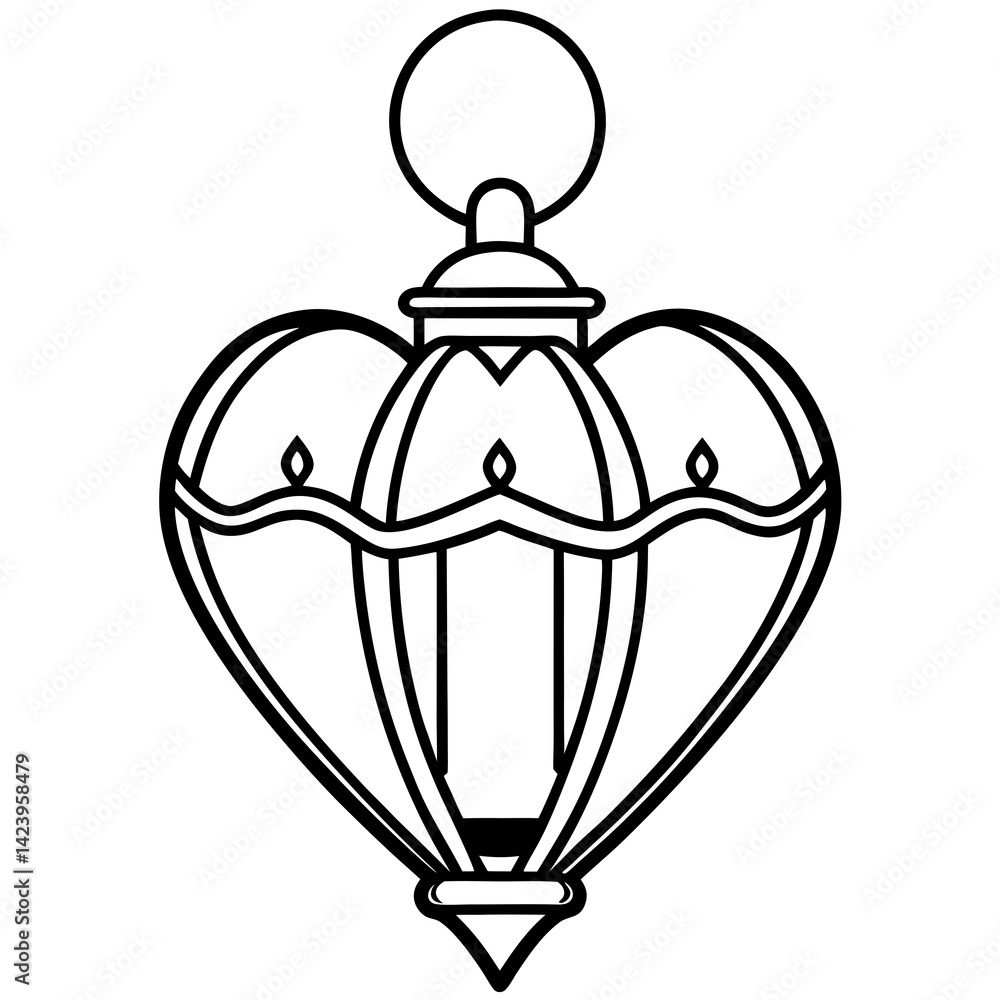 Fototapeta premium Elegant Heart Lantern Outline