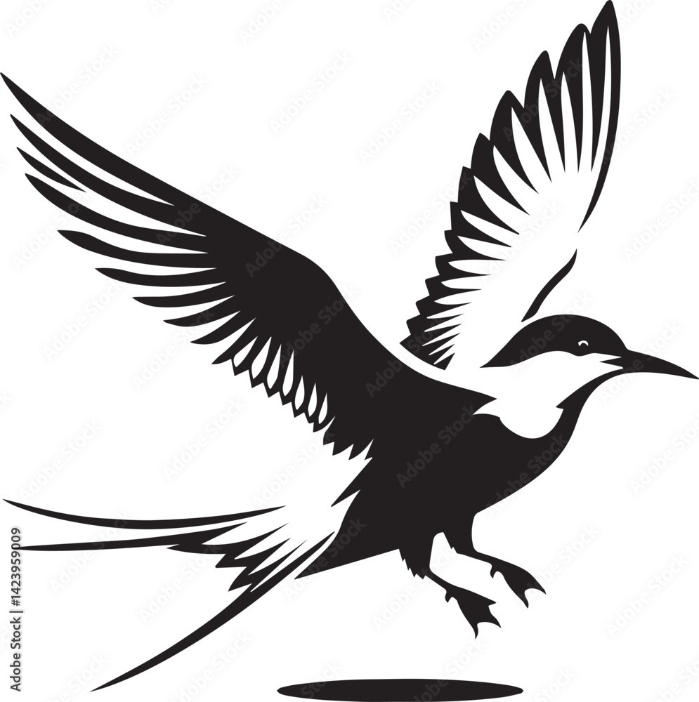 Fototapeta premium swift bird silhouette vector, swift bird logo vector, swift bird icon