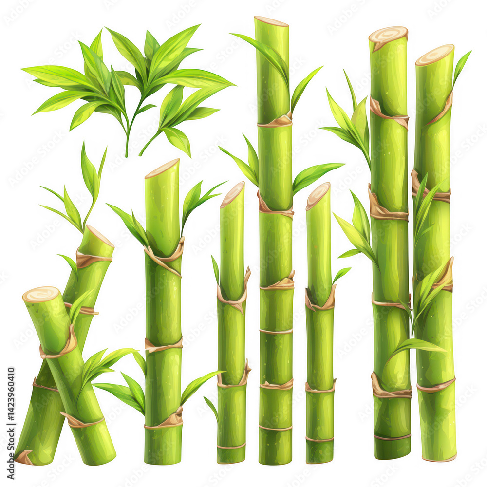 Bamboo shoots for botanical design and decoration nature studio view Bamboo shoots for botanical design and decoration nature studio view