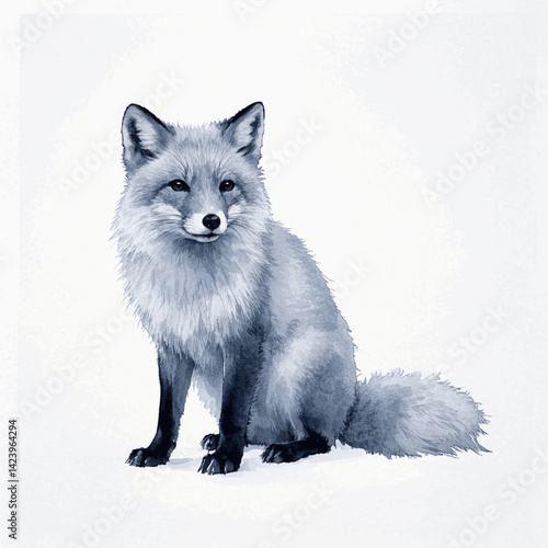 Arctic brushstrokes arctic fox isolated watercolor vector illustration svg 