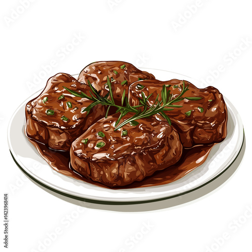 Southern Smothered Pork Chops on White Plate