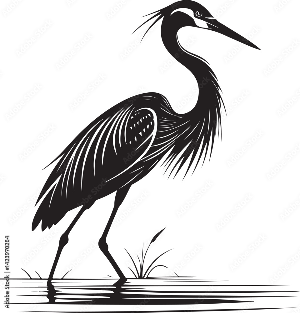 Fototapeta premium White Stork bird silhouette vector transparent background