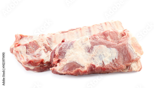 Fresh raw pork ribs isolated on white