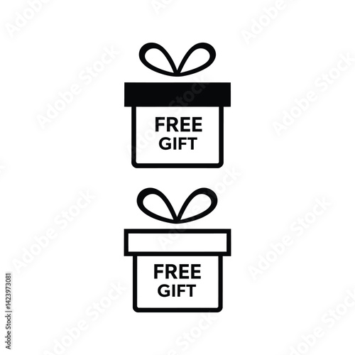 Free Gift Box illustration – Minimalist Line and Solid Style Present Icons with Bow for Promotions, Shopping, E-Commerce, Giveaways, Loyalty Rewards, and Marketing Graphics