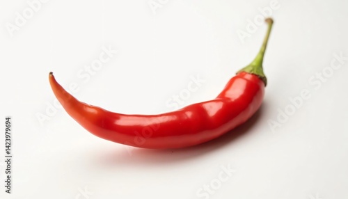 Vibrant red chili pepper on a clean white background, highlighting its shape and color