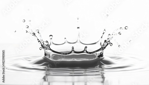 Water splash creating a crown shape in a serene environment, highlighting fluid dynamics