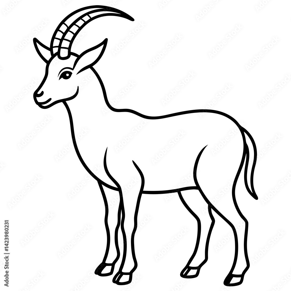 Minimalist Ibex Line Drawing Minimalist Ibex Line Drawing