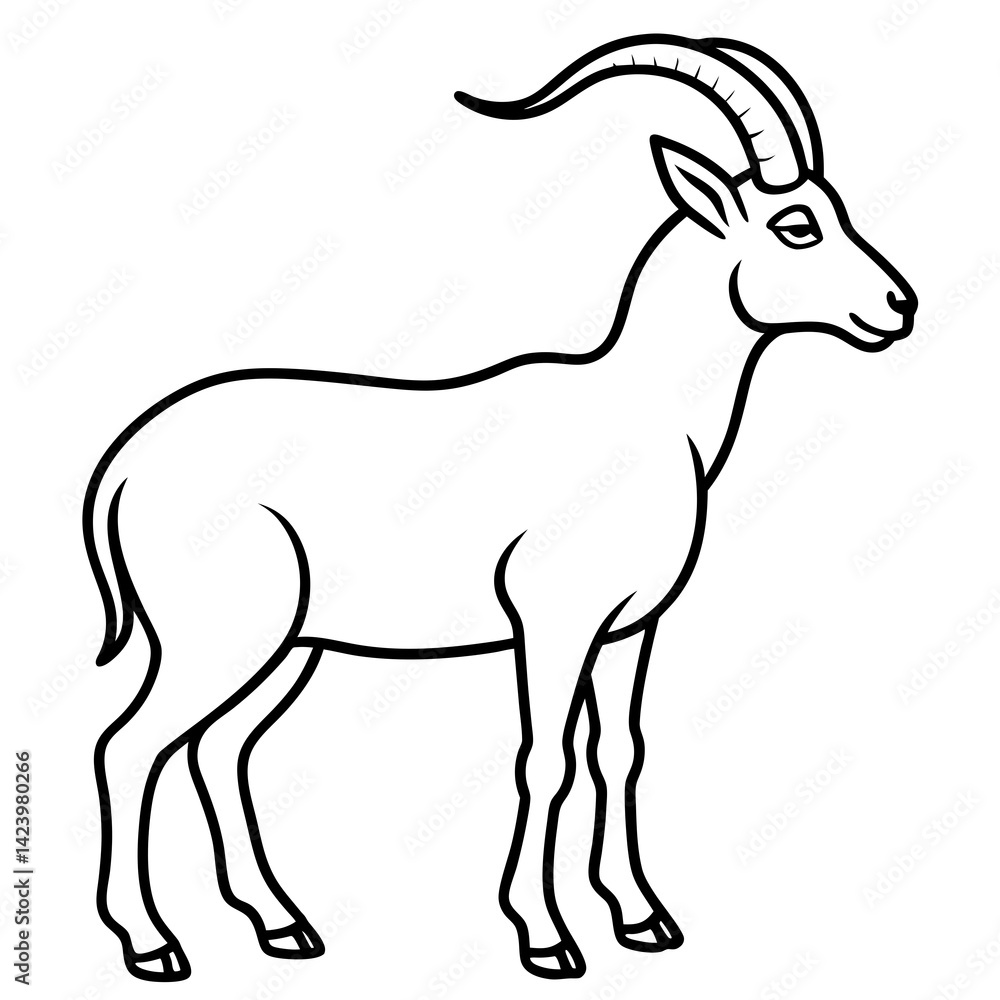 Minimalist Ibex Line Drawing Minimalist Ibex Line Drawing