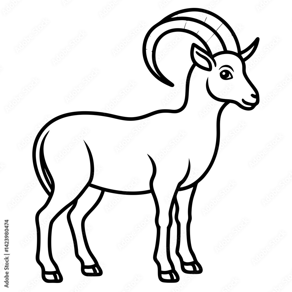 Fototapeta premium Minimalist Ibex Line Drawing