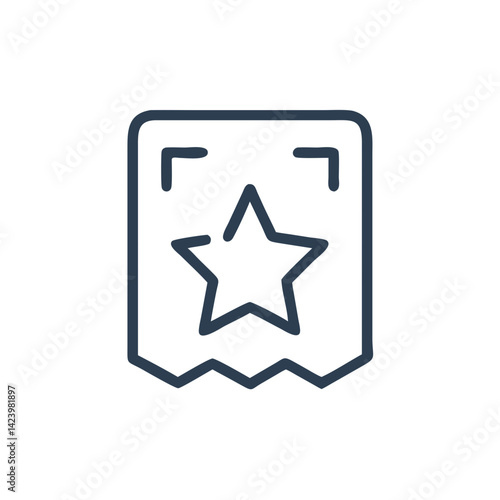 Award badge icon — minimal achievement symbol with star in dark blue line style

