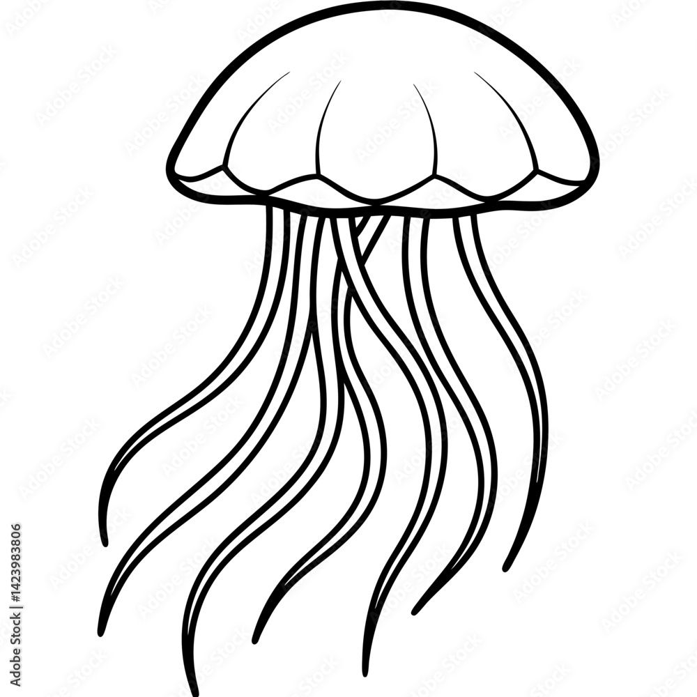Minimalist Jellyfish Line Art Vector Minimalist Jellyfish Line Art Vector