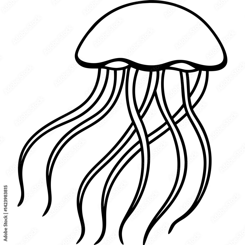Minimalist Jellyfish Line Art Vector Minimalist Jellyfish Line Art Vector