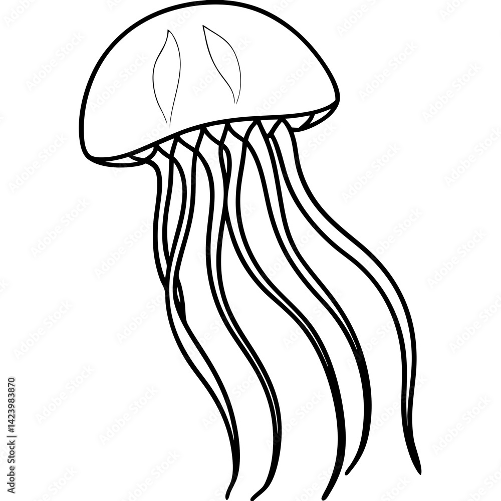 Minimalist Jellyfish Line Art Vector Minimalist Jellyfish Line Art Vector