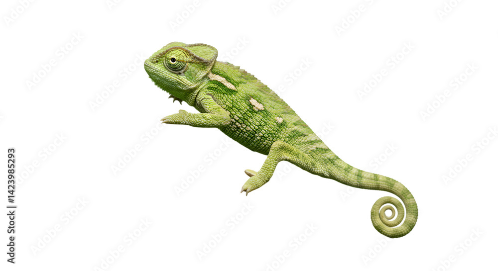 Fototapeta premium Green chameleon reptile closeup
