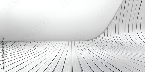 Futuristic Curved White Interior with Black Lines

