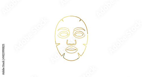 Abstract golden face illustration on white background
