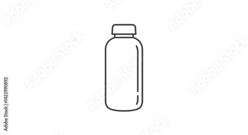 Water bottle outline on white background