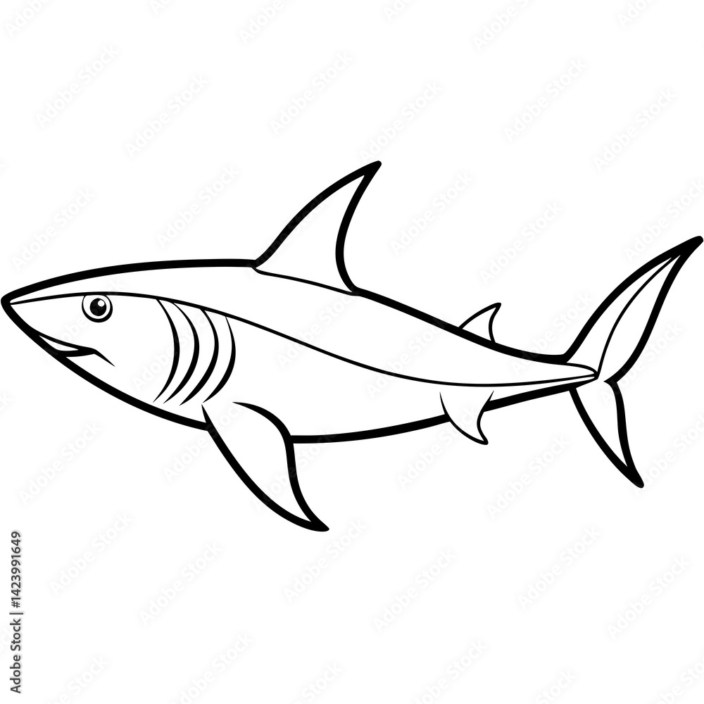 Fototapeta premium Minimalist Mako Shark Line Art