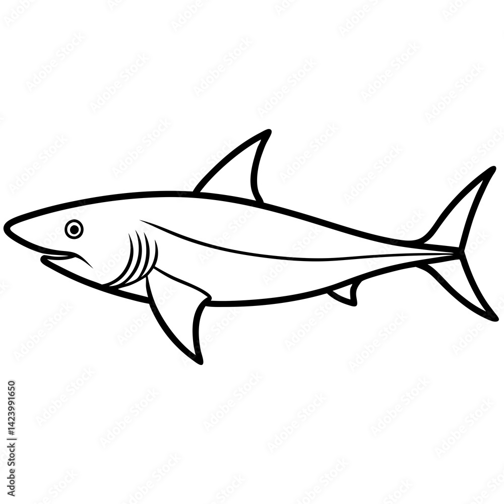 Fototapeta premium Minimalist Mako Shark Line Art