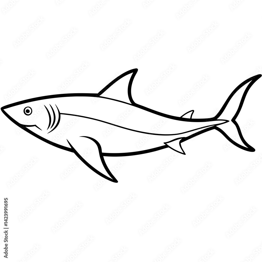Minimalist Mako Shark Line Art Minimalist Mako Shark Line Art