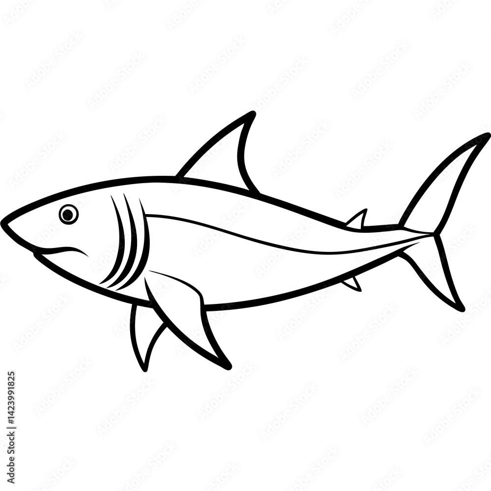 Obraz premium Minimalist Mako Shark Line Art