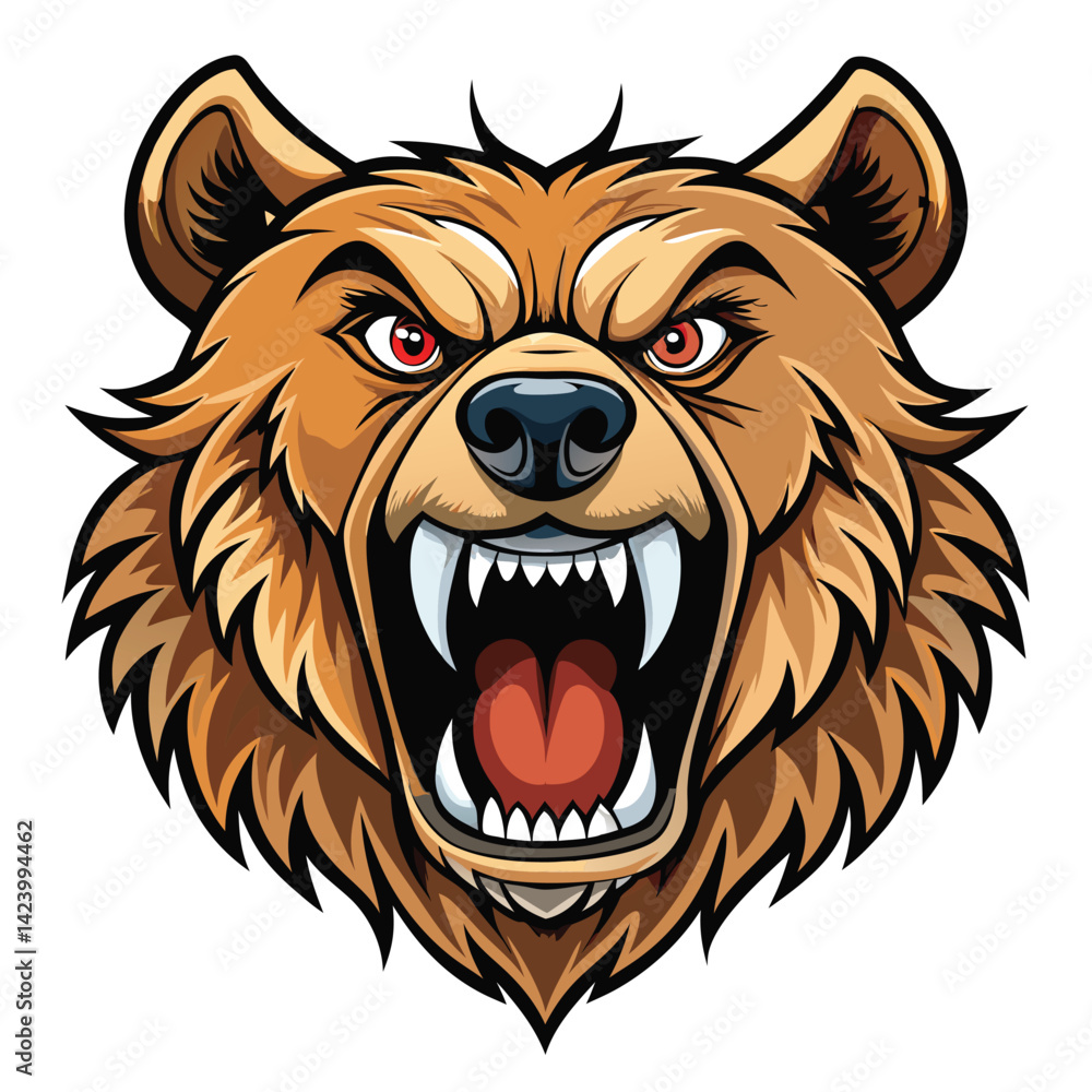 Obraz premium Angry Grizzly Head Illustration