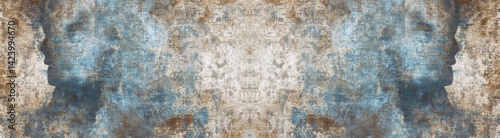 Wallpaper Mural Seamless Pattern  in Pastel Blue and Brown on Aged Stone Texture Torontodigital.ca