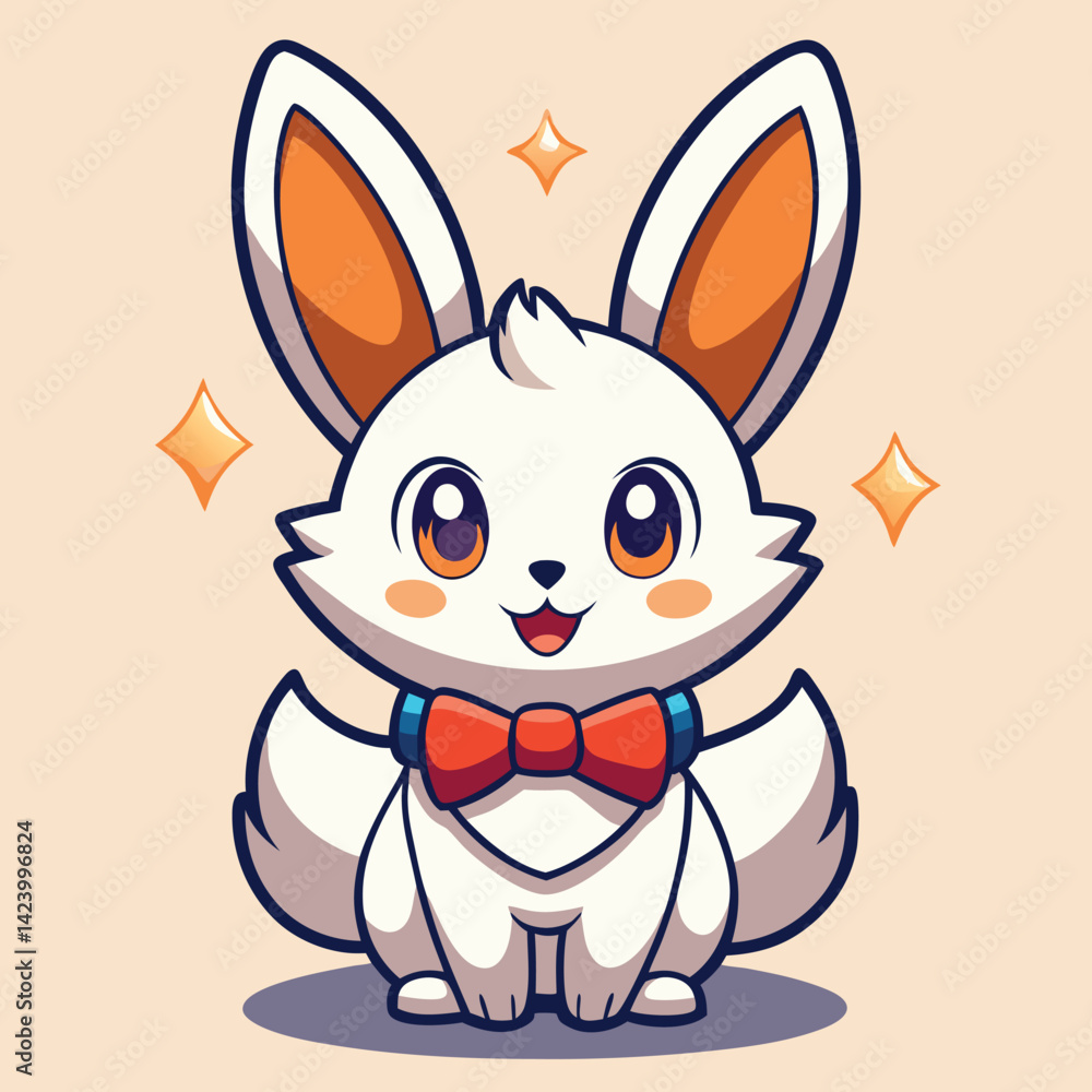 Fototapeta premium Cute cartoon animal with bow tie